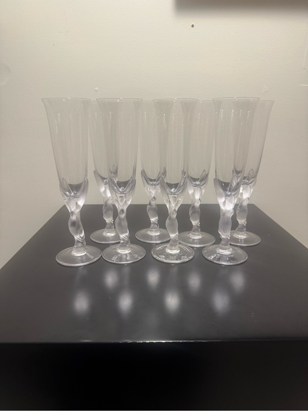 Faberge Clear Crystal Champagne Flutes with Twisted Stems - Set of 8 - Picture 1 of 7